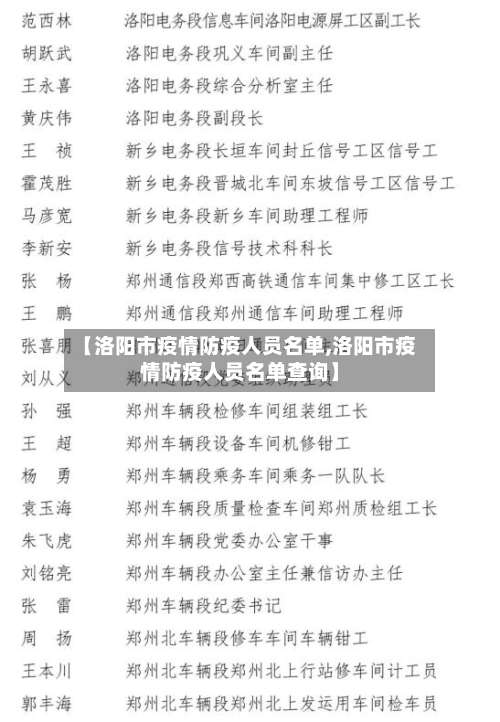 【洛阳市疫情防疫人员名单,洛阳市疫情防疫人员名单查询】-第3张图片