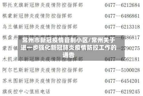 常州市新冠疫情管制小区/常州关于进一步强化新冠肺炎疫情防控工作的通告-第1张图片